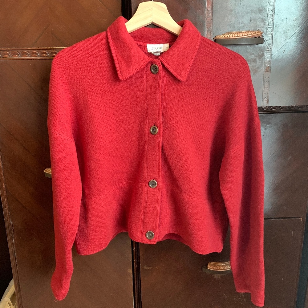 Red Lambswool Coat Jacket J. Crew SMALL